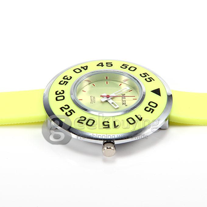 MILER A82531 Colorful Silicone Band Quartz Analog Wrist Watch for Man - Yellow