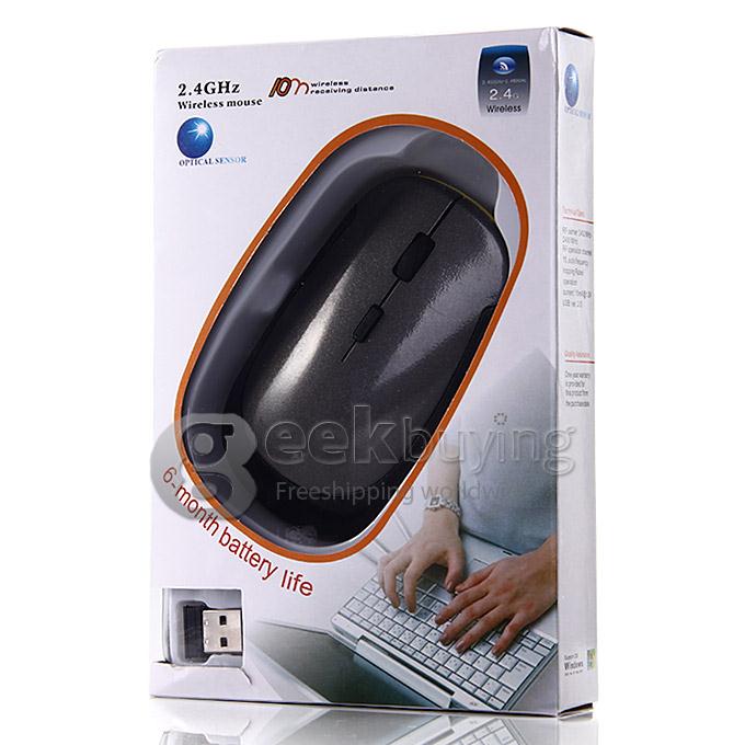 Ultra Slim Portable Wireless 2.4GHz 800 / 1600 DPI USB Optical Mouse for Windows XP/Vista/Win 7/Mac - Gray