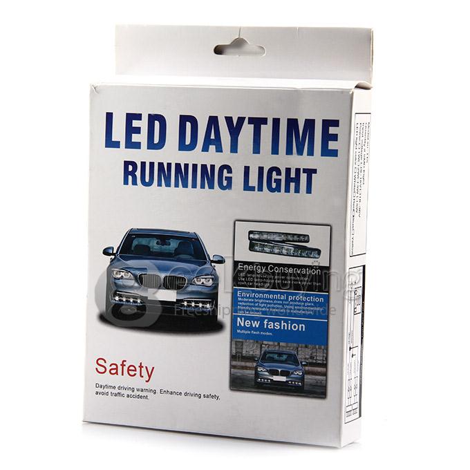 Universal White 8-LED Multiple Flash Modes Daytime Running Fog Lights for Car (Pair)