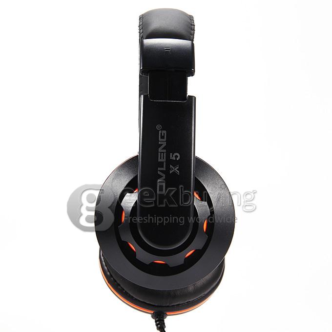 OVLENG X5 Over-Ear 3.5mm Powerful Bass Stereo Headphone Headset Earphone with Mic for PC - Orange