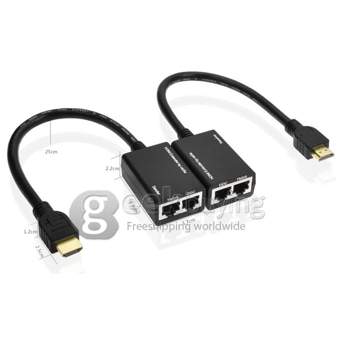 HDMI Extender Repeater Cat5e Cat6 HD Lan Network Cable Adapter for HDTV PS3 DVD XB360