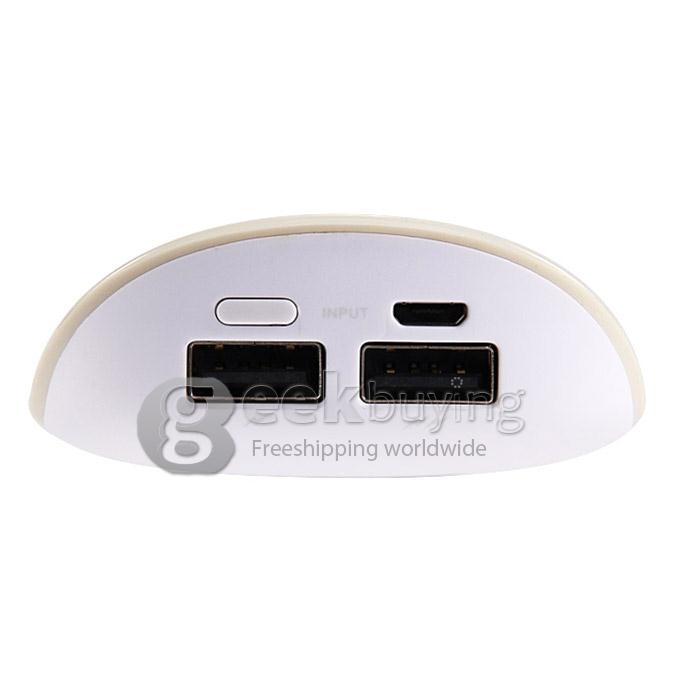 Vorson Shell Dual USB 6000mAh Power Bank External Battery 1.2A for iPhone iPad Smartphone Tablet - Cream Color