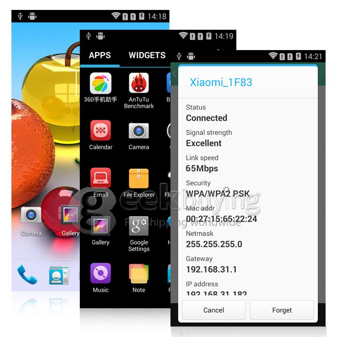 MG7 MTK6572W Dual Core 1.3GHz 4.5 Inch Smartphone Android 4.4 2GB ROM 3G WiFi Dual Cameras Dual SIM - Black