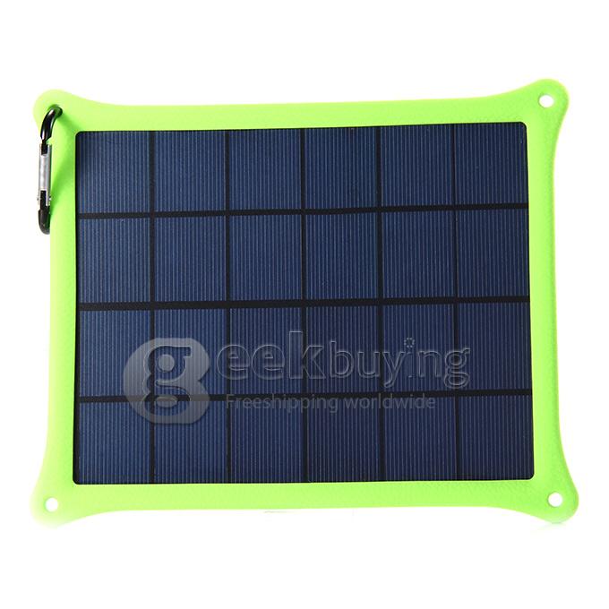 USB 5V 5W Solar Panel Power Bank Pack External Battery Charger for iPhone5S iPhone6 Smartphone Tablet - Green