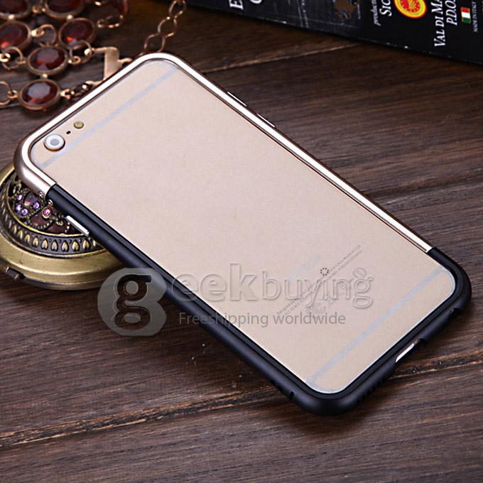 Ultra Thin Bicolour Aluminum Metal Bumper Back Case Cover for iPhone 6 4.7inch - Black&Golden