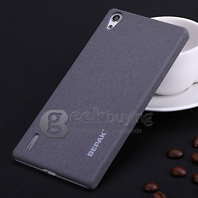 BEPAK Sand Shield Protective Cover PC Back Case for Ascend P7 - Gray