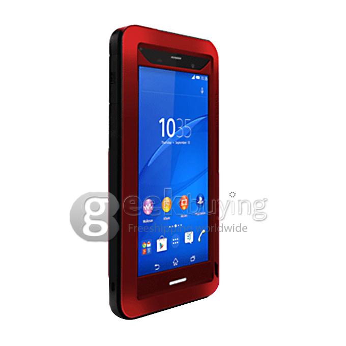 Lovemei Aluminum Powerful Shockproof Gorilla Glass Metal Case Protective Cover for SONY Xperia Z3 - Red