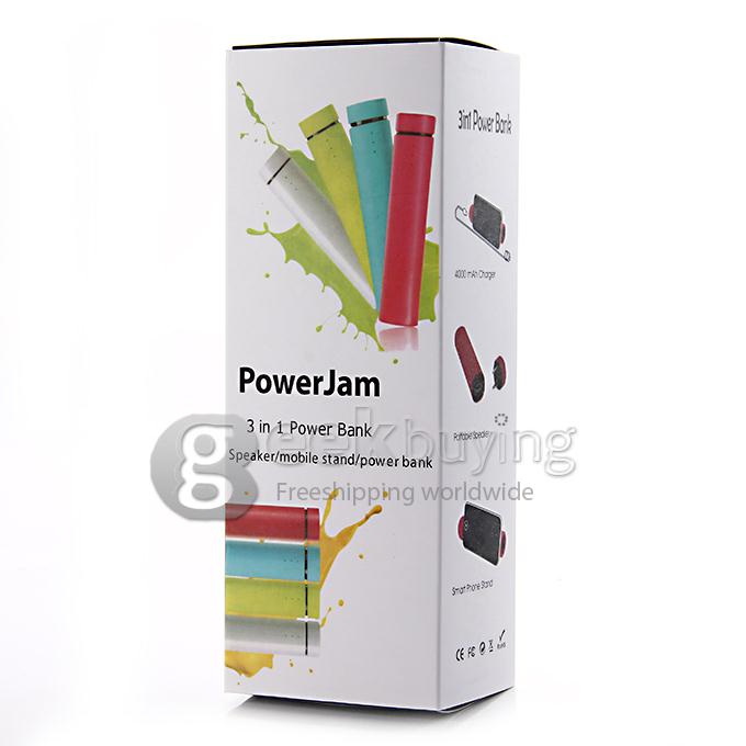 3 IN 1 Portable 4000mAh Power Bank Battery Charger + Speaker + Stand for Smartphone - Yellow