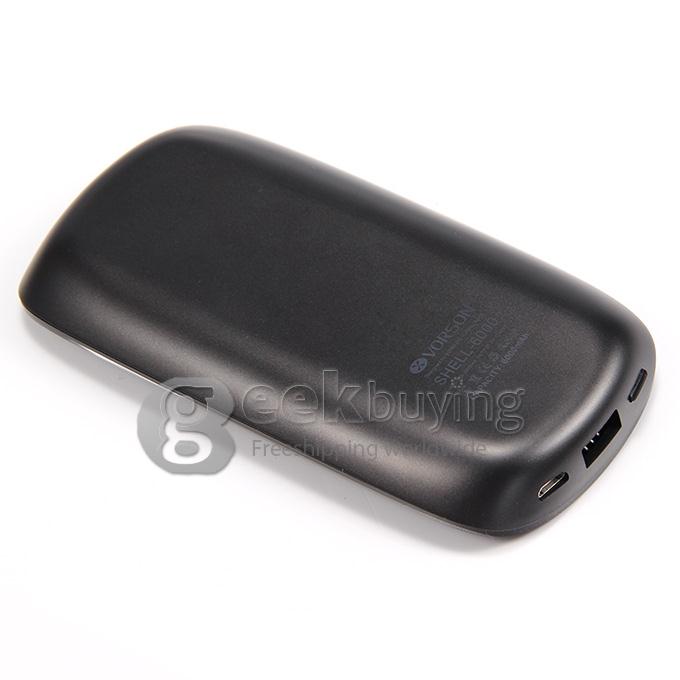 Vorson SHELL II 6000mAh USB Mobile Power Bank External Battery 2.1A for Smartphone Tablet - Black