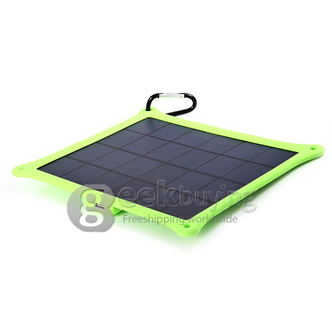 USB 5V 5W Solar Panel Power Bank Pack External Battery Charger for iPhone5S iPhone6 Smartphone Tablet - Green