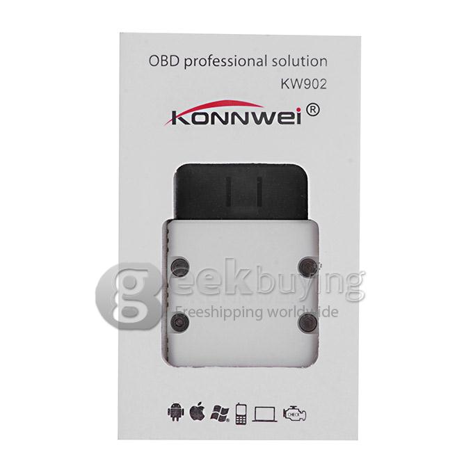 Brand New KW902 OBD-II ELM327 Wireless Bluetooth Car Auto Mini Diagnostic Scanner - White