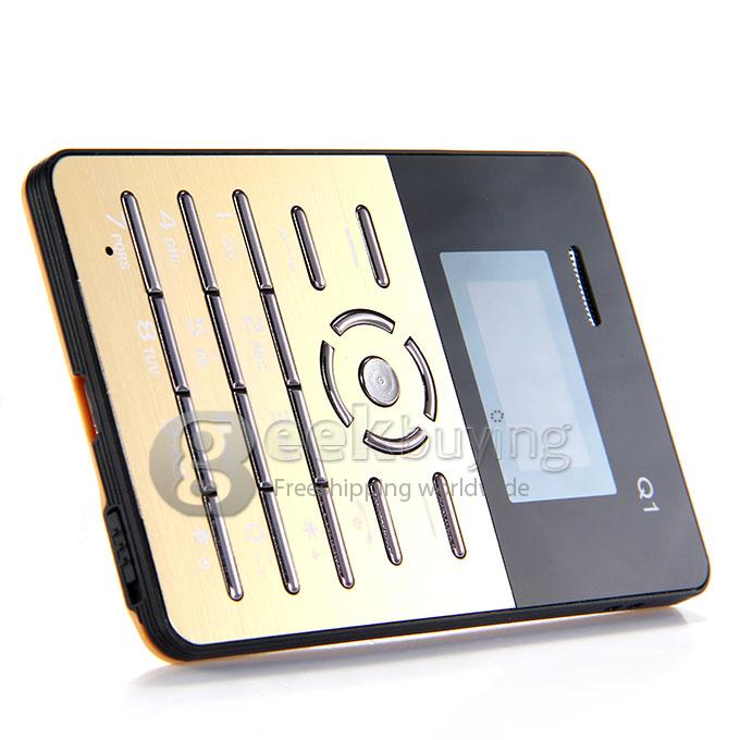 Qmart Q1 4.0mm Ultra Thin Slim 1.0 inch MTK Single Core Mini Pocket Card Cell Phone Bluetooth Built-in Battery - Golden