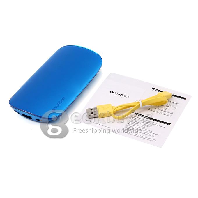 Vorson SHELL II 6000mAh USB Mobile Power Bank External Battery 2.1A for Smartphone Tablet - Blue