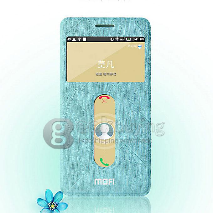 MOFI Rui Series PolyCarbonate Flip Stand Cover Leather Case for Lenovo S850 - Sky Blue
