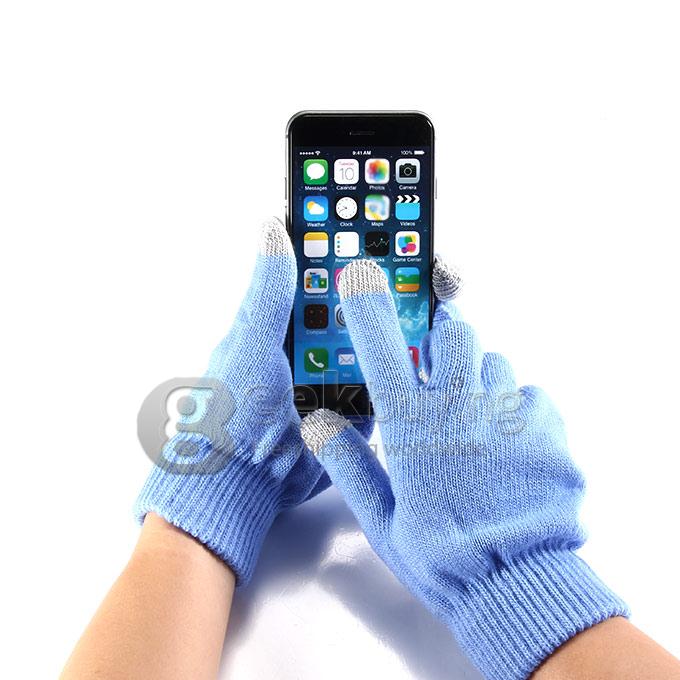Unisex Magic Capacity Touch Screen Gloves Texting Stretch Winter Knit for Smartphone Iphone Tablet - Blue
