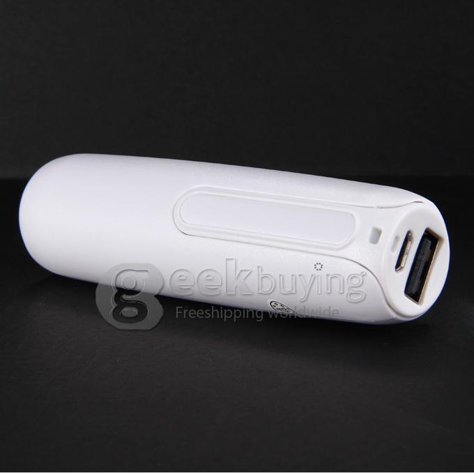 New 2600mAh Portable Mini Power Bank Tube External Battery for Smartphone Tablet iPhone iPad iPod - White