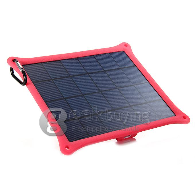 USB 5V 5W Solar Panel Power Bank Pack External Battery Charger for iPhone5S iPhone6 Smartphone Tablet - Red