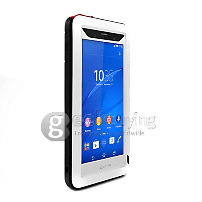 Lovemei Aluminum Powerful Shockproof Gorilla Glass Metal Case Protective Cover for SONY Xperia Z3 - White