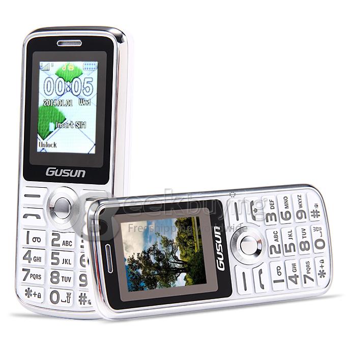 GUSUN F7 Ultra-thin MT6260M 0.3MP Flashlight Dual SIM Old Man Mobile Phone for Senior Citizen - White