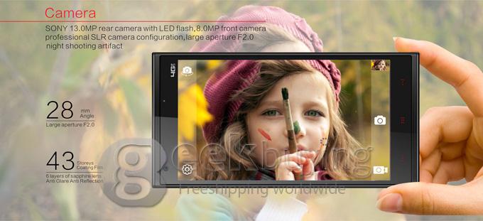KINGZONE N3 5.0Inch IPS HD MTK6582 Quad Core 1.3GHz Smartphone Android 4.4 1GB 8GB 13.0MP 8.0MP NFC Fingerprint Identification FDD-LTE 4G - White
