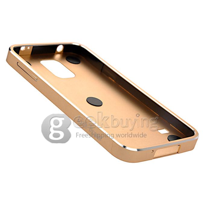 New Aluminum Metal Bumper With Back Cover Case for Sumsang Galaxy S5 i9600 - Golden
