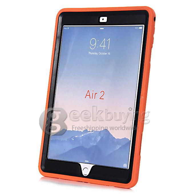 New Silicon 360 Full Degree Rotating Case Cover with Hand Tether Strap for Apple iPad Air 2 - Orange