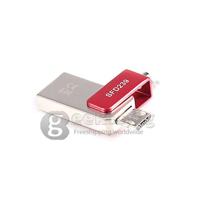 SSK SFD239 64GB USB 2.0 + Micro USB OTG Flash Drive for Smart Phone - Silver