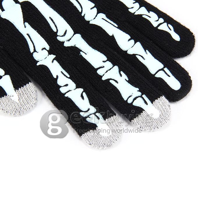 Unisex Magic Skull Capacity Touch Screen Gloves Texting Stretch Winter Knit for Smartphone Iphone Tablet - Light Blue