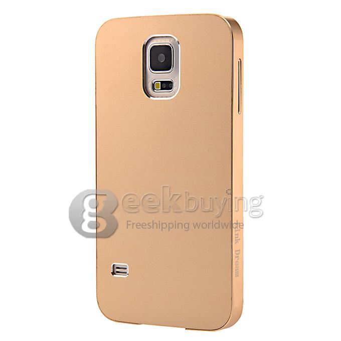 New Aluminum Metal Bumper With Back Cover Case for Sumsang Galaxy S5 i9600 - Golden
