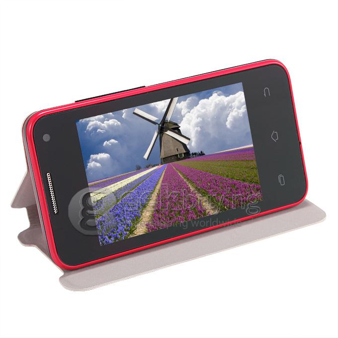 H-mobile F3 MTK6572 Dual Core 1.0GHz Smartphone 3.5Inch 2.0MP Android 4.2 OS Bluetooth WIFI with Leather Sheath - Red