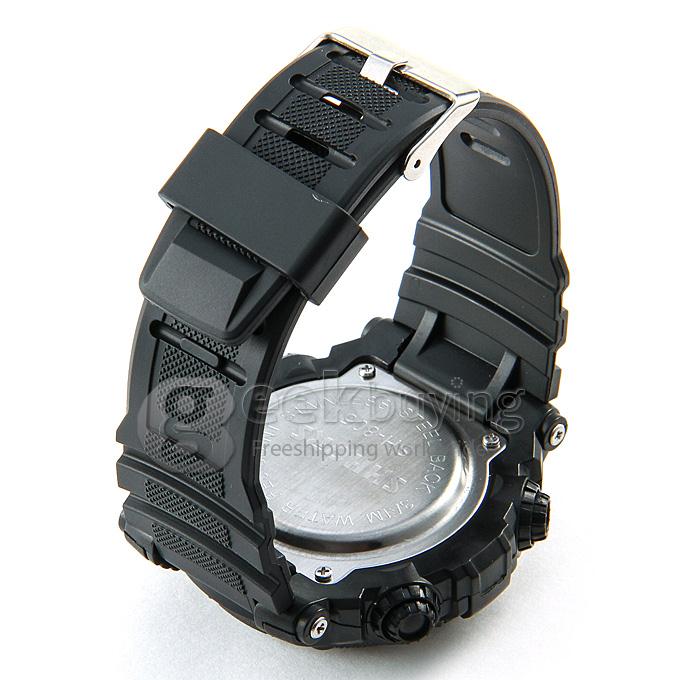 SHHORS 805 Fashion LED Waterproof 30M Rubber Band Digital Quartz Sport Wrist Watch for Man - Black