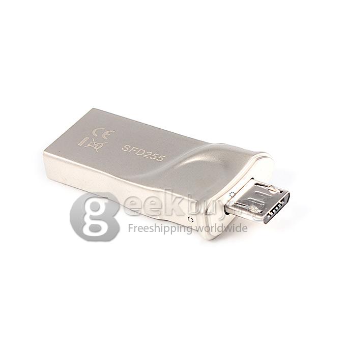 SSK SFD255 64GB USB 3.0 + Micro USB OTG Flash Drive for Smart Phone - Silver