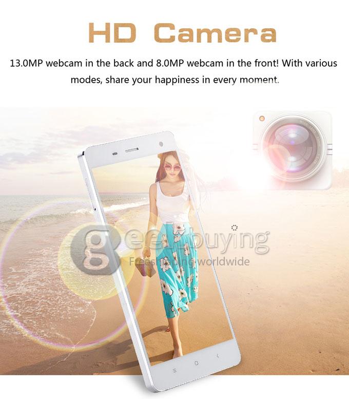 NO.1 MI4 5.0 Inch OGS 1280*720 HD MTK6582 Quad-Core 1.3GHz Smartphone Android 4.2 1GB RAM 16GB ROM 8.0MP+5.0MP - White