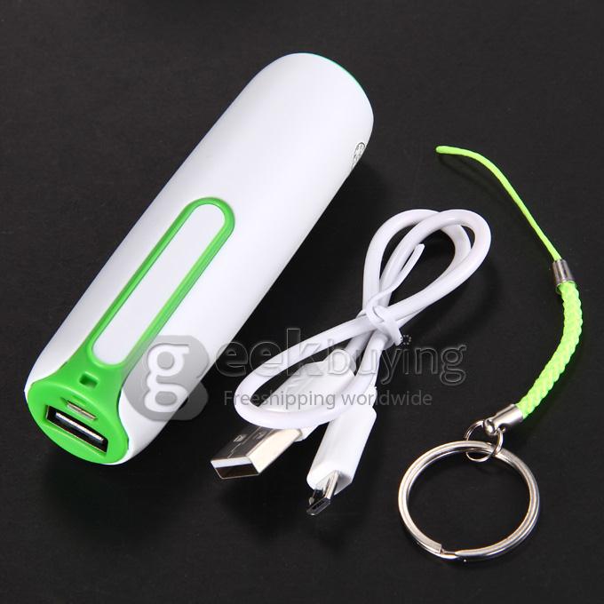 New 2600mAh Portable Mini Power Bank Tube External Battery for Smartphone Tablet iPhone iPad iPod - Green