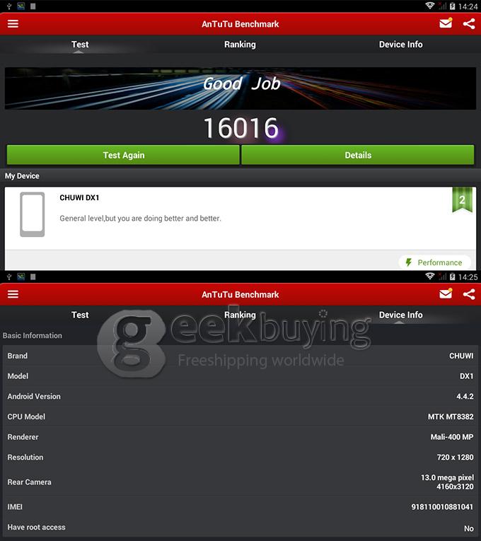 CHUWI DX1 MTK8382 Quad Core 6.98 Inch Tablet PC Android 4.4 OS 1GB/16GB 1280*720 IPS 3G Call Rotating Camera - White