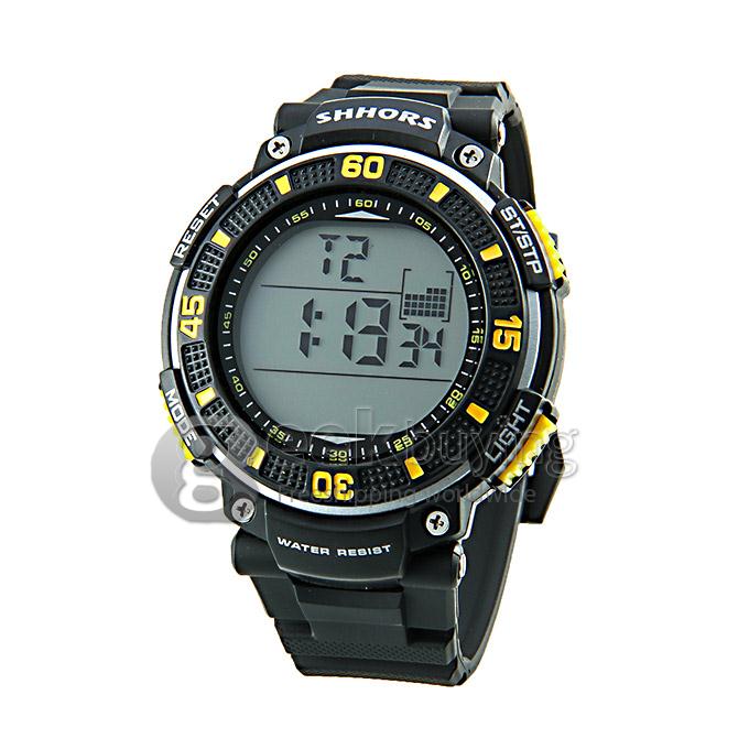 SHHORS 789 Fashion LED Rubber Band Digital Sport Quartz Wrist Watch for Man - Yellow