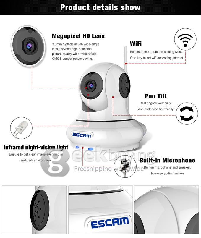 ESCAM Patron QF500 WiFi HD 720P 1.0MP 1/4