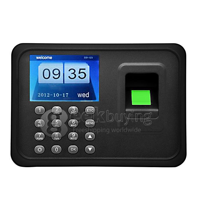 A6 2.4 TFT Fingerprint Time Attendance Clock Employee Payroll Recorder USB - Black