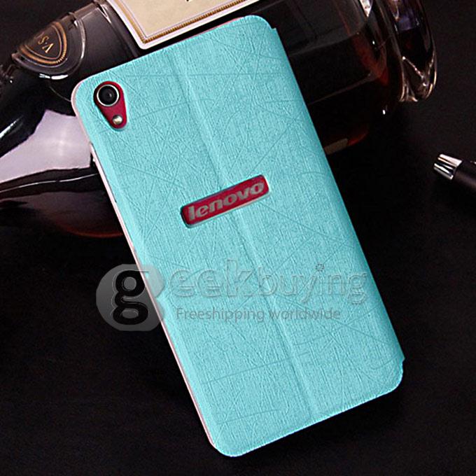 MOFI Rui Series PolyCarbonate Flip Stand Cover Leather Case for Lenovo S850 - Sky Blue