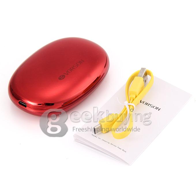 Vorson Pebble II 4000mAh Power Bank External Battery 1.5A with Digital Display for iPhone Smartphone Tablet - Red