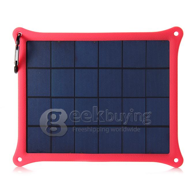 USB 5V 5W Solar Panel Power Bank Pack External Battery Charger for iPhone5S iPhone6 Smartphone Tablet - Red