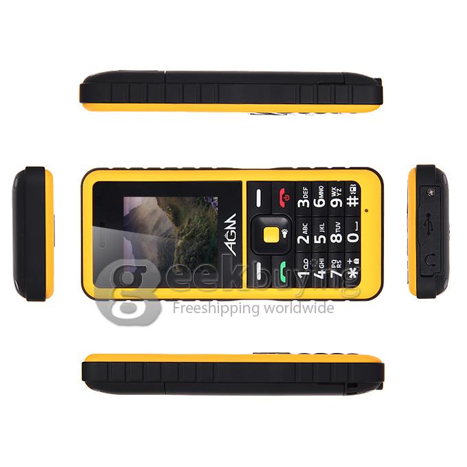 AGM Stone 2 IP67 Waterproof Dust Resistant Shock Resistant Flashlight FM Dual SIM Cards GSM Cell Phone - Yellow