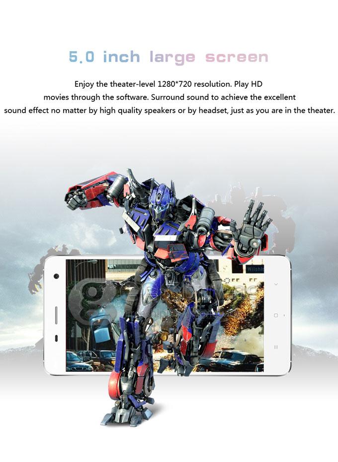 NO.1 MI4 5.0 Inch OGS 1280*720 HD MTK6582 Quad-Core 1.3GHz Smartphone Android 4.2 1GB RAM 16GB ROM 8.0MP+5.0MP - White