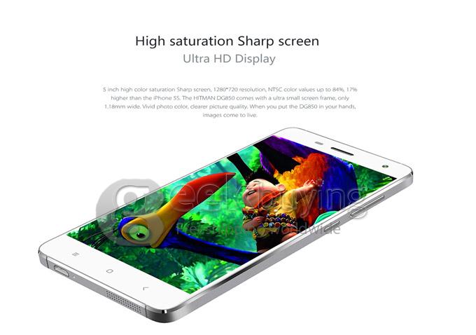 DOOGEE Hitman DG850 MTK6582 Quad Core 5.0inch Smartphone Android 4.2 1GB 16GB ROM 13.0+8.0MP Camera MI4 Style IPS OGS - White