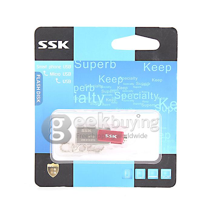 SSK SFD239 64GB USB 2.0 + Micro USB OTG Flash Drive for Smart Phone - Silver