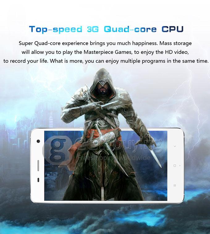 NO.1 MI4 5.0 Inch OGS 1280*720 HD MTK6582 Quad-Core 1.3GHz Smartphone Android 4.2 1GB RAM 16GB ROM 8.0MP+5.0MP - White