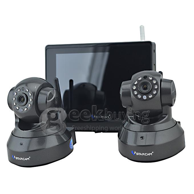 NVS-K200+C7837WIP 1/4 inch 720P CMOS Sensor 2 Channel HD Network Video Recorder WiFi Music 7 Inch Capacitive Screen - Black