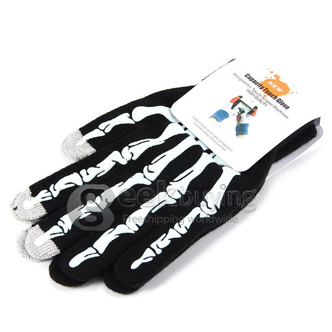 Unisex Magic Skull Capacity Touch Screen Gloves Texting Stretch Winter Knit for Smartphone Iphone Tablet - Light Blue