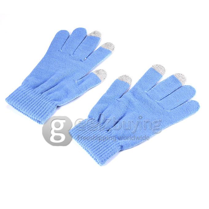 Unisex Magic Capacity Touch Screen Gloves Texting Stretch Winter Knit for Smartphone Iphone Tablet - Blue