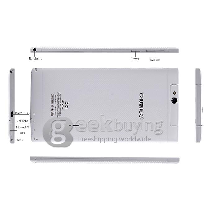 CHUWI DX1 MTK8382 Quad Core 6.98 Inch Tablet PC Android 4.4 OS 1GB/16GB 1280*720 IPS 3G Call Rotating Camera - White